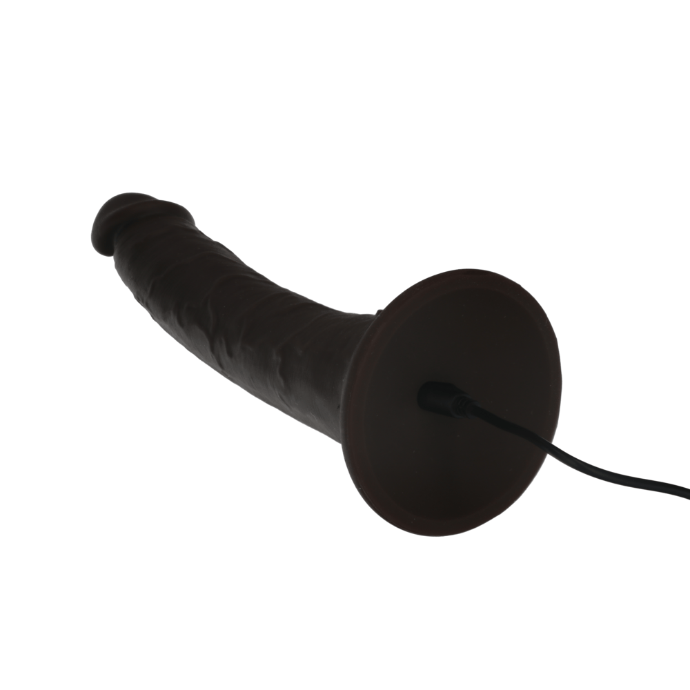 7" DUAL DENSITY VIBRATING SILICONE COCK - BROWN