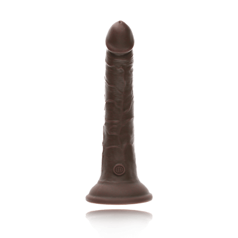 7" DUAL DENSITY VIBRATING SILICONE COCK - BROWN