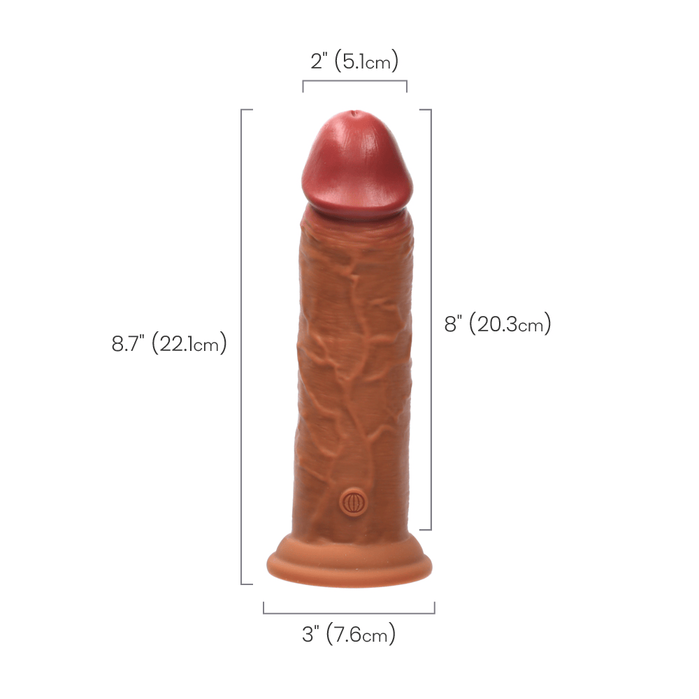 8" DUAL DENSITY VIBRATING SILICONE COCK - LIGHT