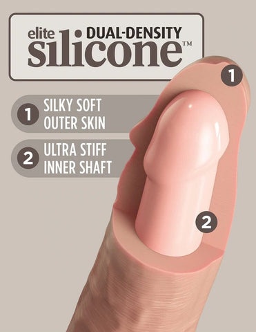 8" DUAL DENSITY VIBRATING SILICONE COCK - LIGHT