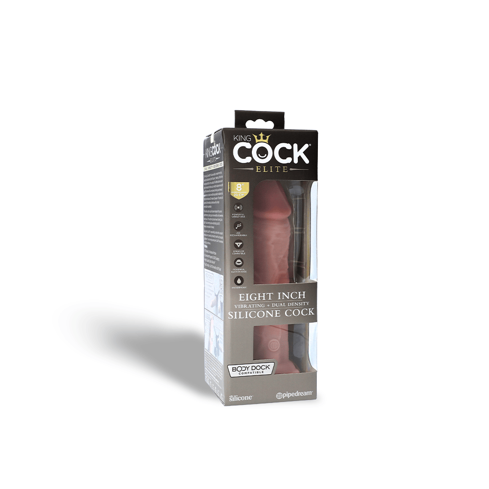 8" DUAL DENSITY VIBRATING SILICONE COCK - LIGHT