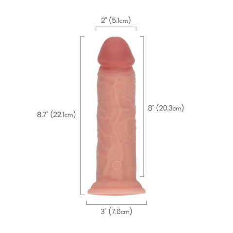 8" DUAL DENSITY VIBRATING SILICONE COCK - TAN