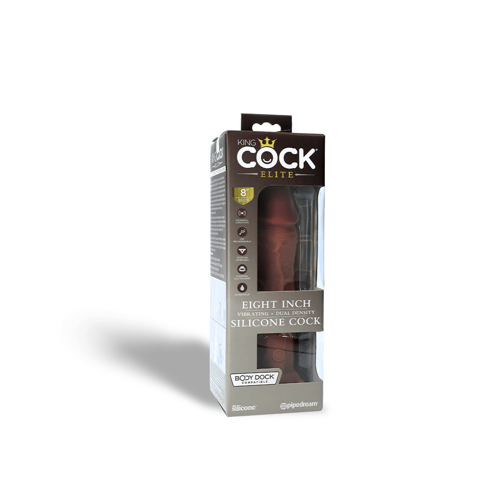 8" DUAL DENSITY VIBRATING SILICONE COCK - TAN