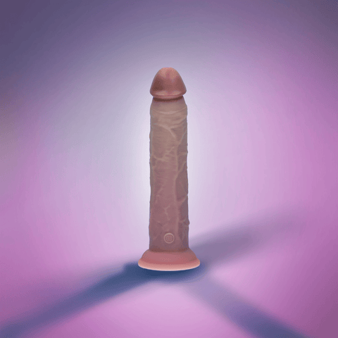 9" DUAL DENSITY VIBRATING SILICONE COCK - LIGHT