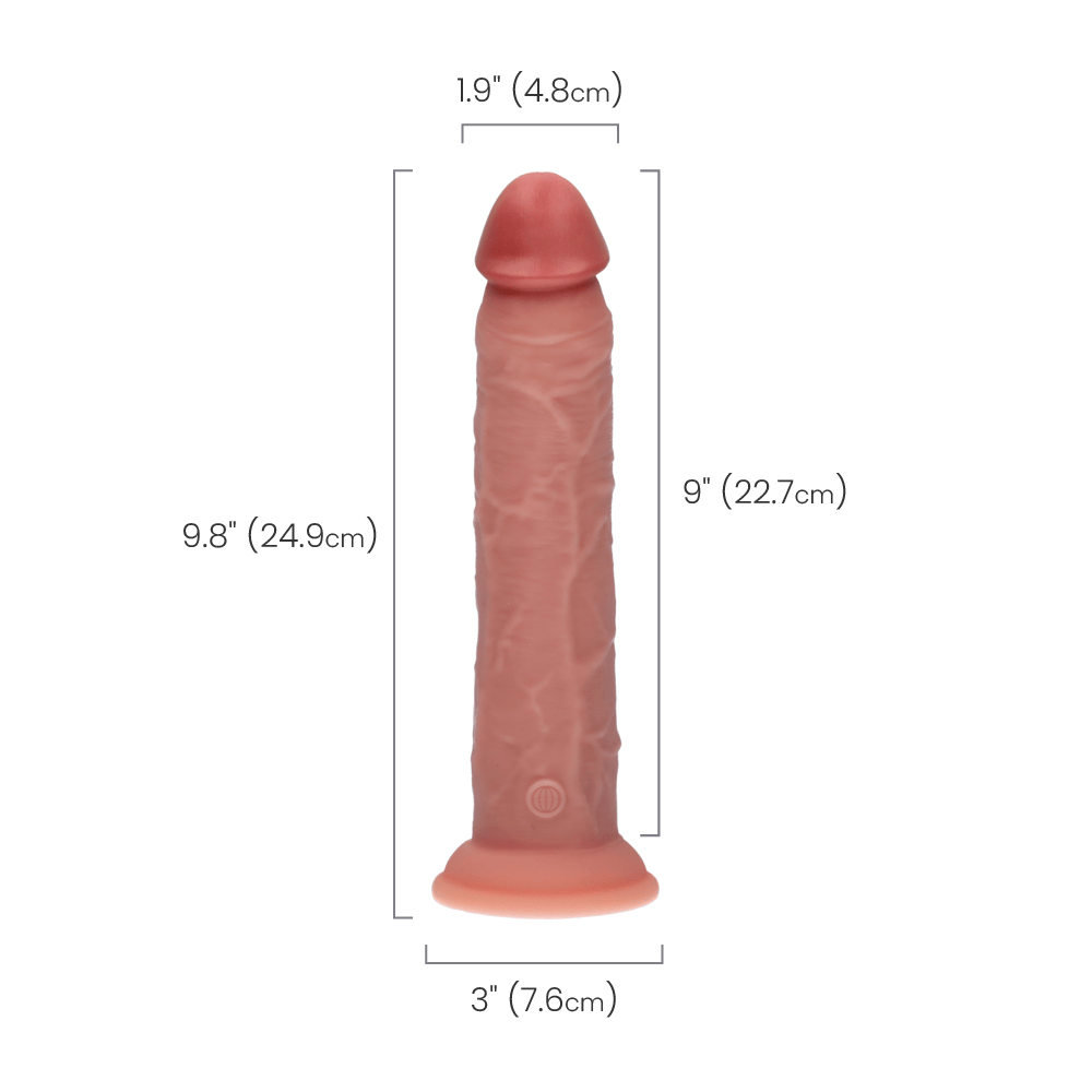 9" DUAL DENSITY VIBRATING SILICONE COCK - LIGHT