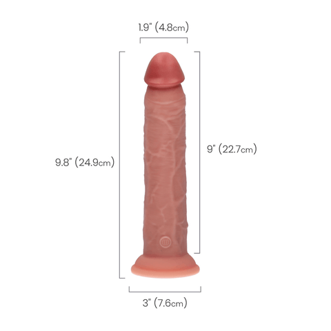 9" DUAL DENSITY VIBRATING SILICONE COCK - LIGHT