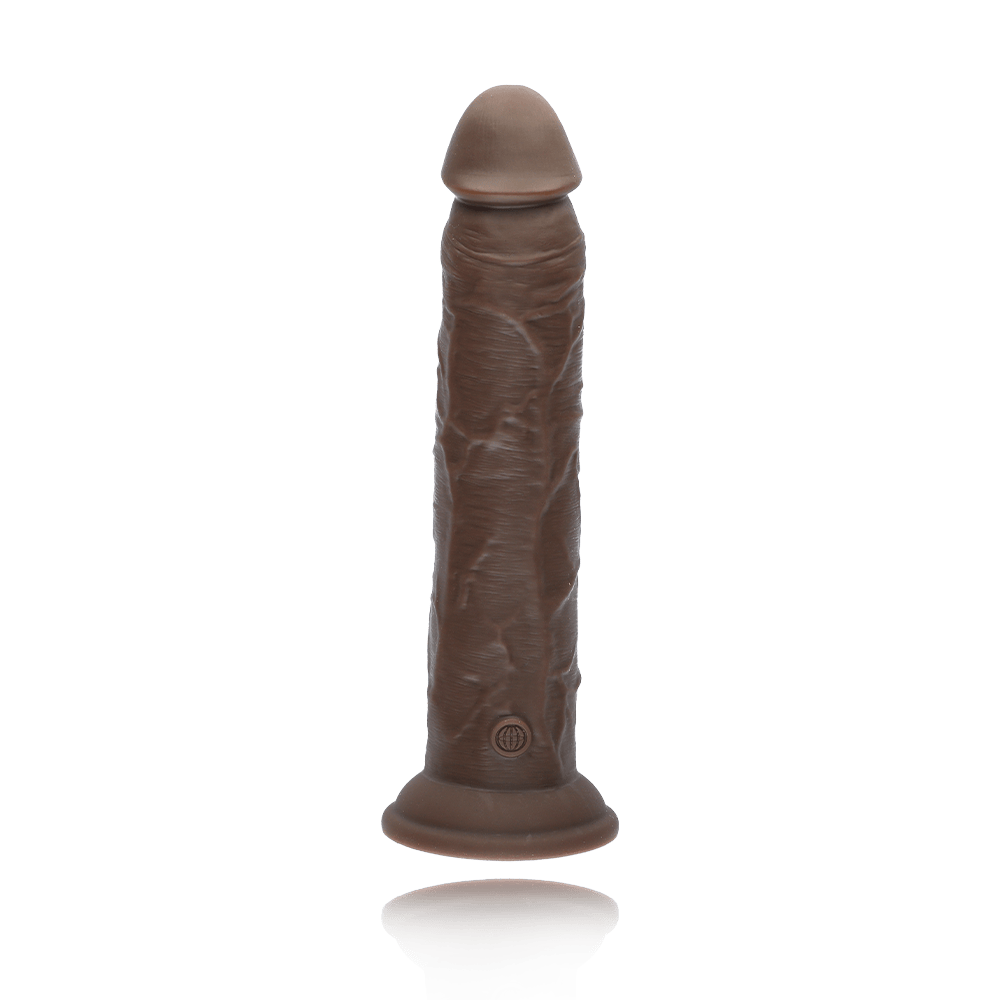 9" DUAL DENSITY VIBRATING SILICONE COCK - BROWN