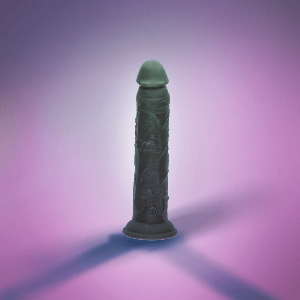 9" DUAL DENSITY VIBRATING SILICONE COCK - BROWN