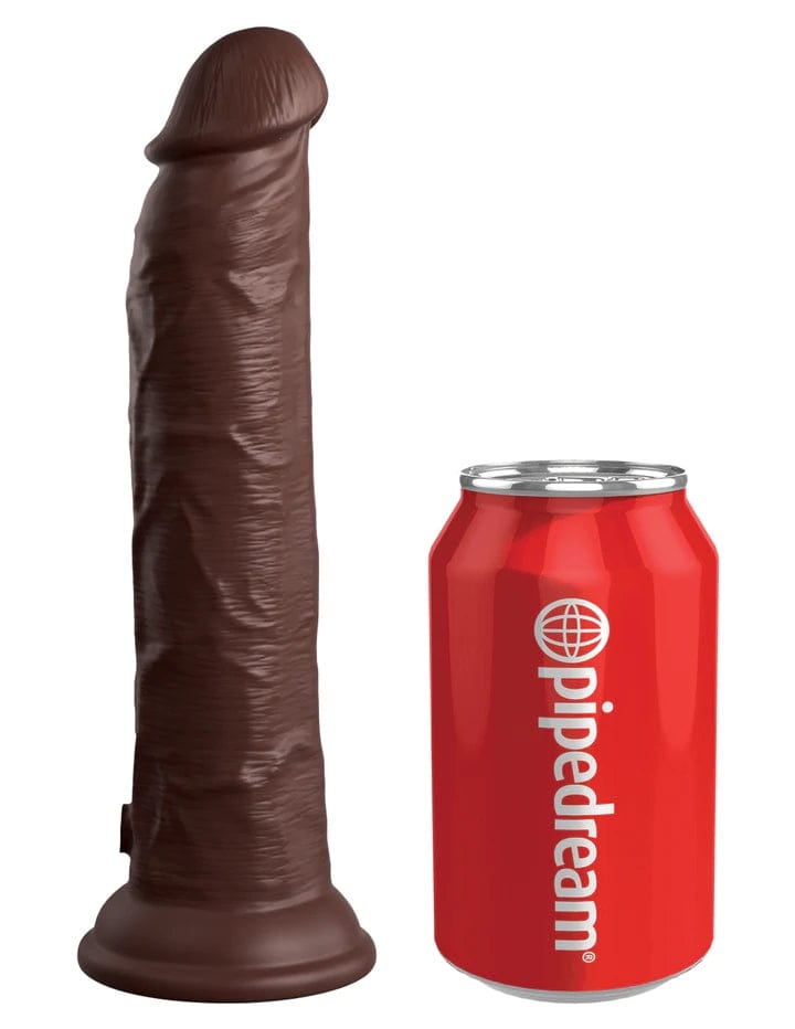 9" DUAL DENSITY VIBRATING SILICONE COCK - BROWN