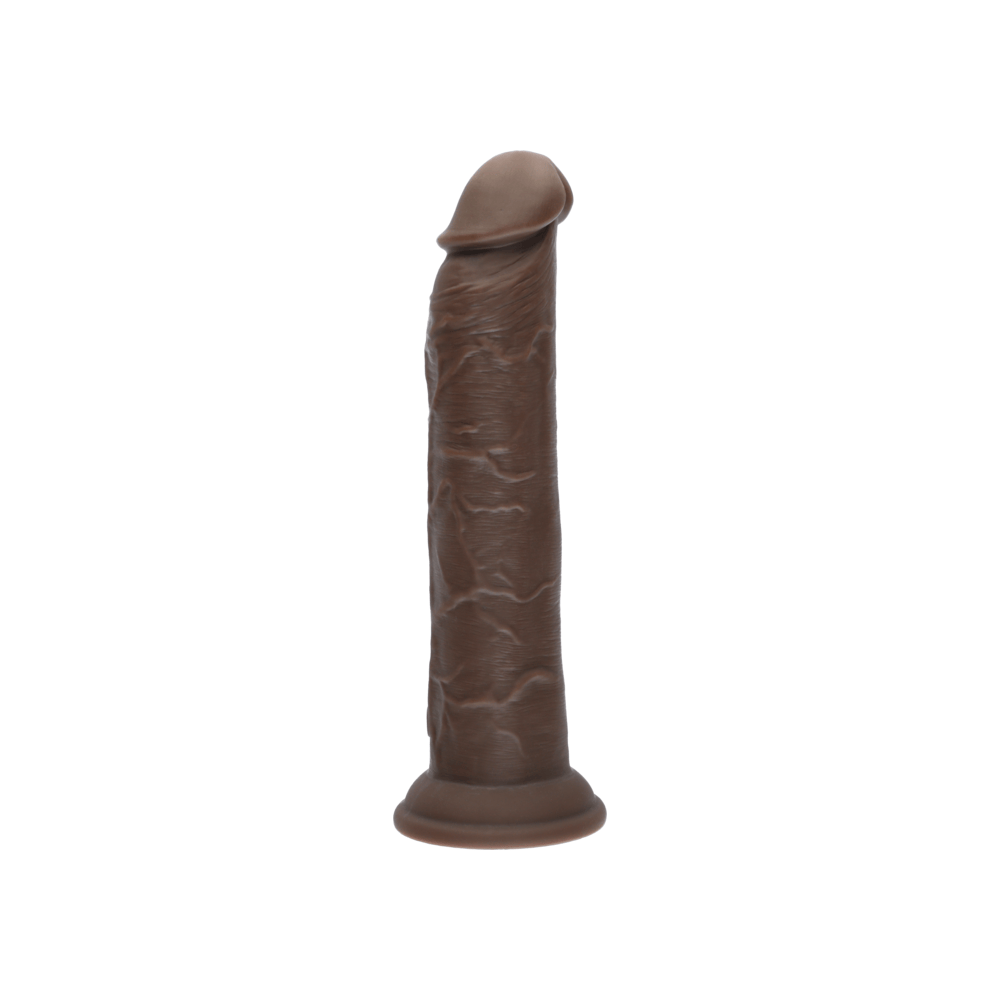 9" DUAL DENSITY VIBRATING SILICONE COCK - BROWN