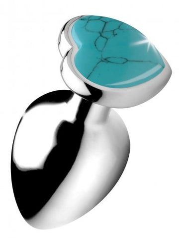 TURQUOISE HEART GEM ANAL PLUG - LARGE