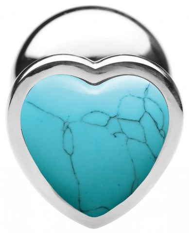 TURQUOISE HEART GEM ANAL PLUG - LARGE