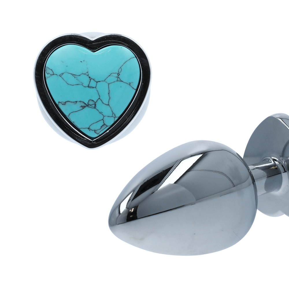 TURQUOISE HEART GEM ANAL PLUG - LARGE