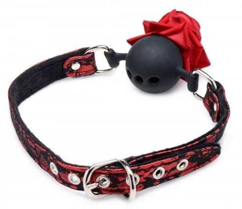 SILICONE BALL GAG WITH ROSE