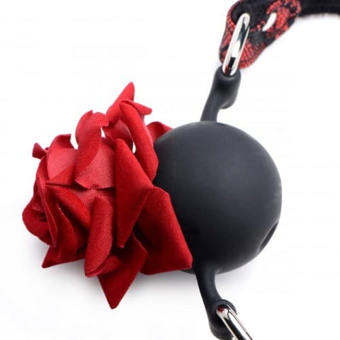 SILICONE BALL GAG WITH ROSE