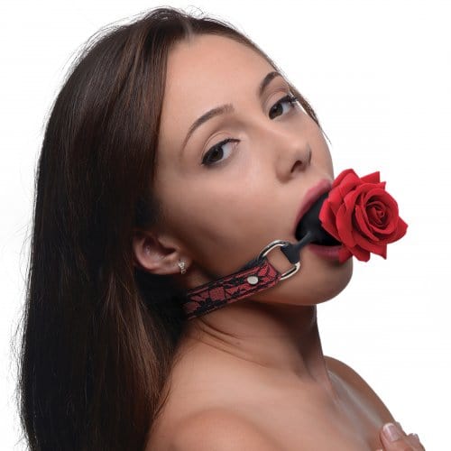 SILICONE BALL GAG WITH ROSE