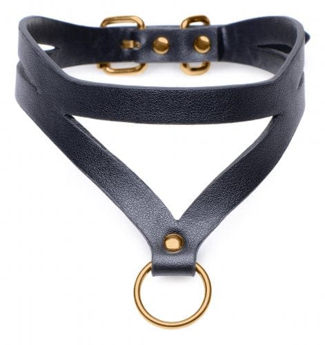 BONDAGE BADDIE BLACK & GOLD COLLAR W/ O-RING