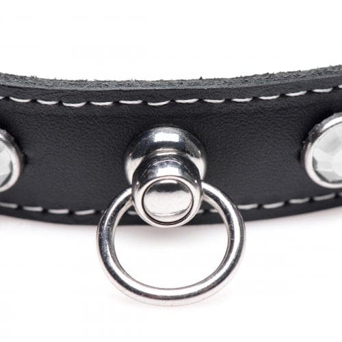 LEATHER CHOKER W/ RHINESTONES - CLEAR