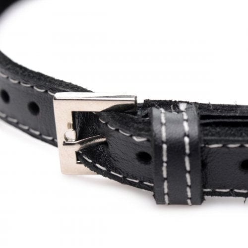 LEATHER CHOKER W/ RHINESTONES - RED