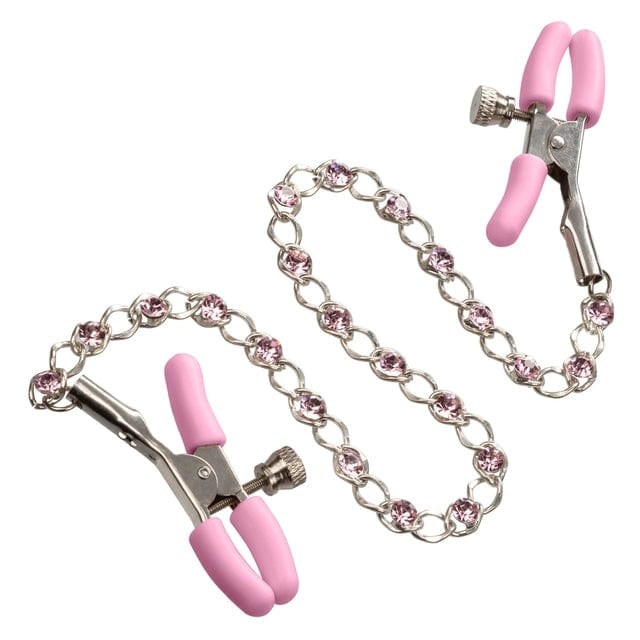 CRYSTAL CHAIN NIPPLE CLAMPS - PINK