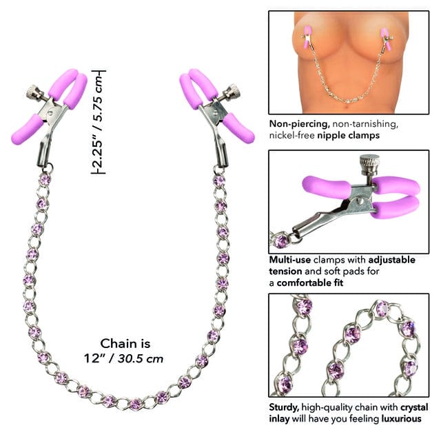 CRYSTAL CHAIN NIPPLE CLAMPS - PINK