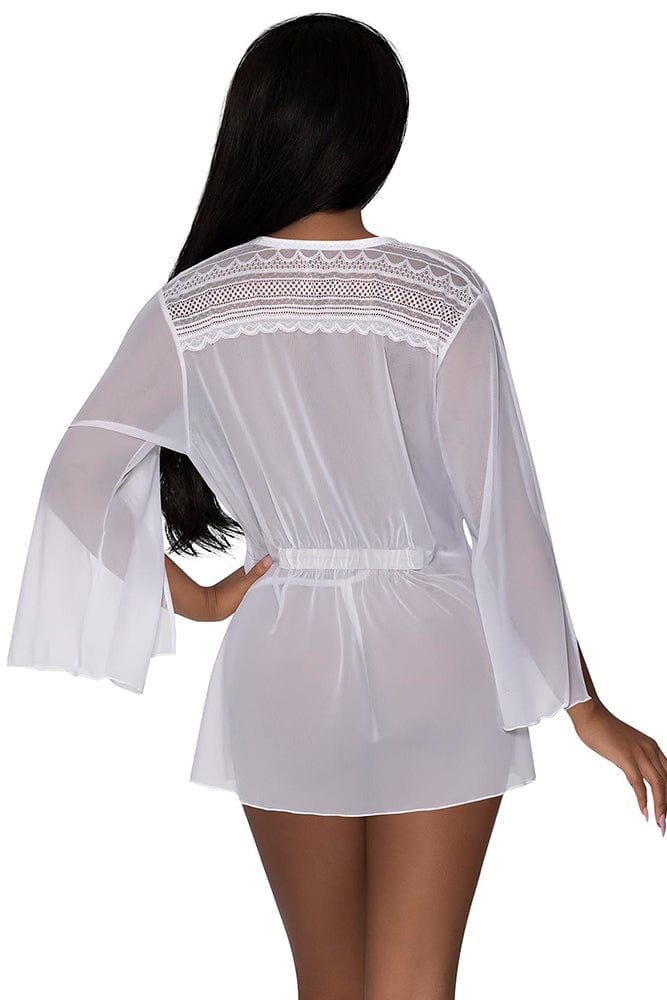 FLOWING SHORT ROBE - WHITE - S/M