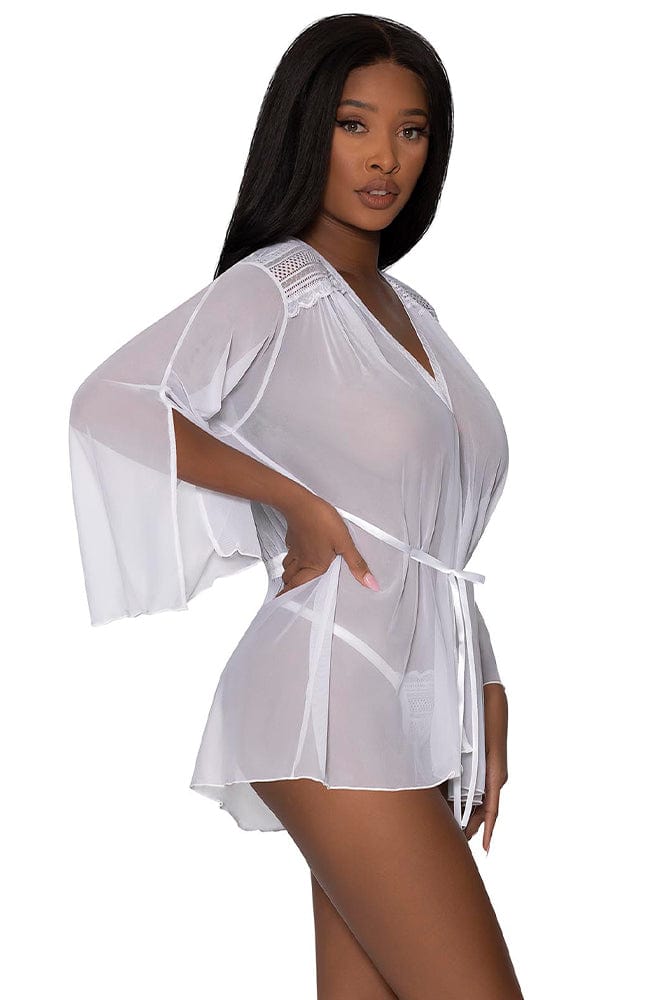 FLOWING SHORT ROBE - WHITE - S/M