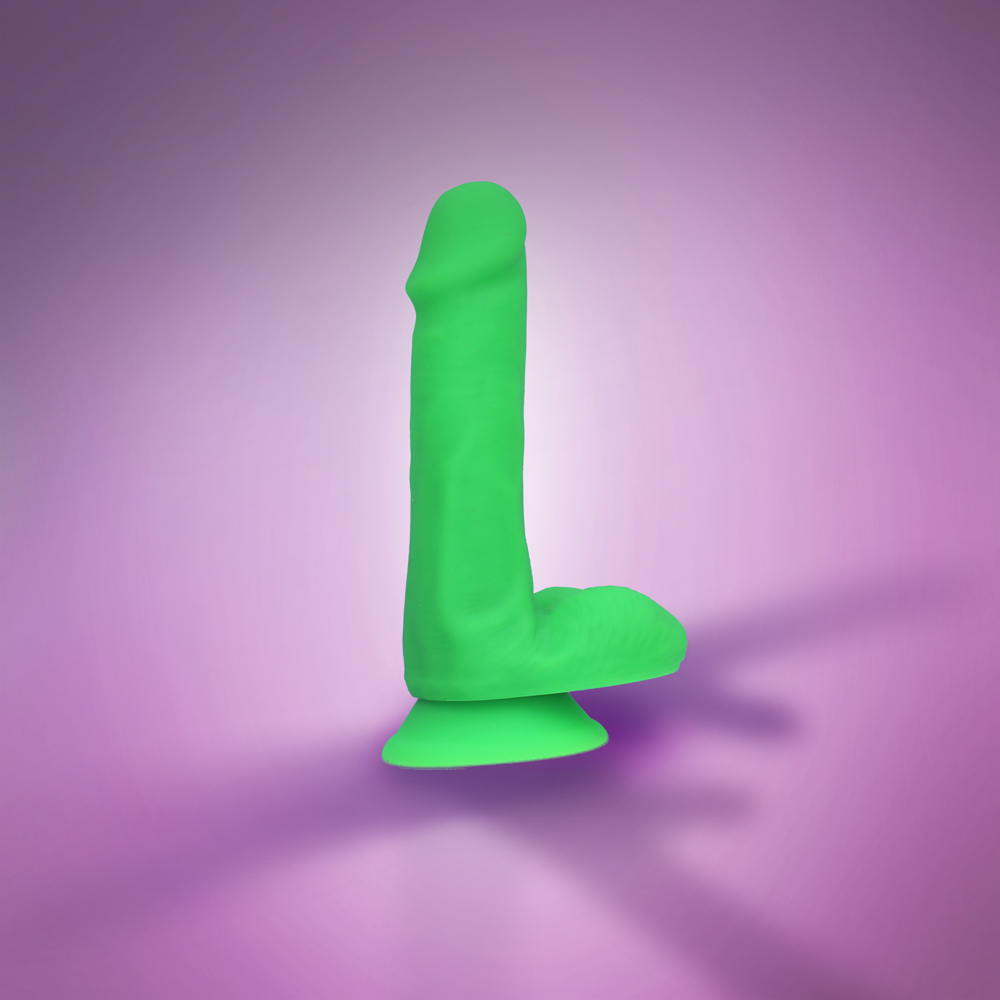 6" SILICONE DUAL DENSITY COCK W/ BALLS - GREEN