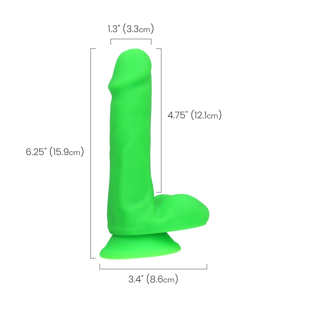 6" SILICONE DUAL DENSITY COCK W/ BALLS - GREEN