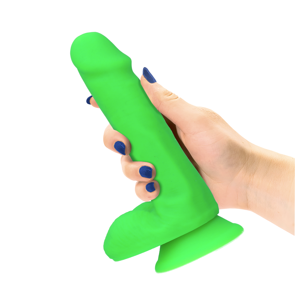 6" SILICONE DUAL DENSITY COCK W/ BALLS - GREEN