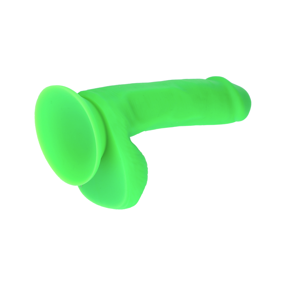 6" SILICONE DUAL DENSITY COCK W/ BALLS - GREEN