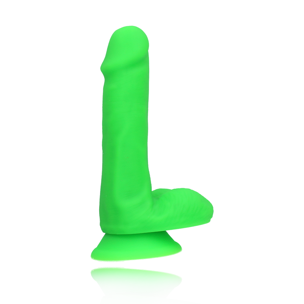 6" SILICONE DUAL DENSITY COCK W/ BALLS - GREEN