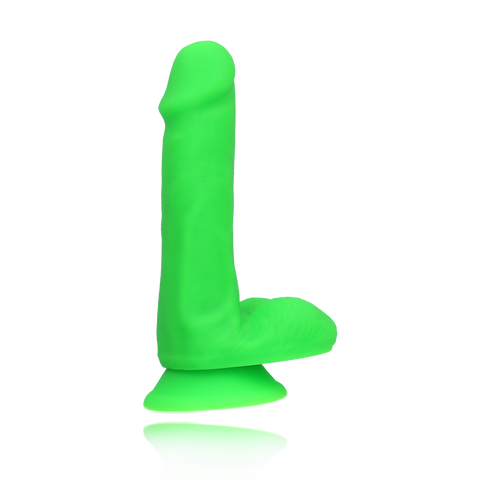 6" SILICONE DUAL DENSITY COCK W/ BALLS - GREEN