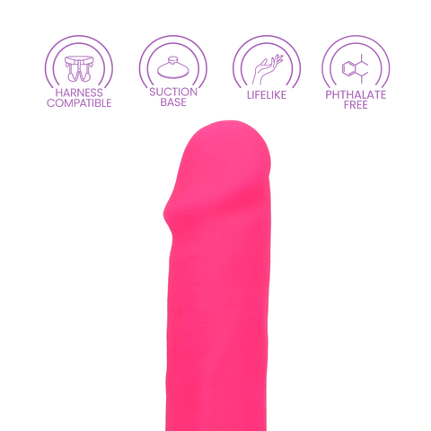 6" SILICONE DUAL DENSITY COCK W/ BALLS - PINK