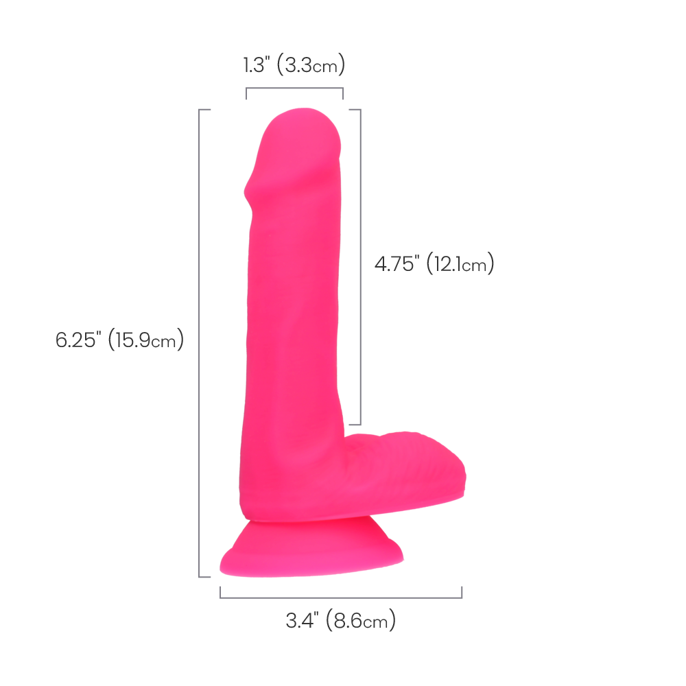 6" SILICONE DUAL DENSITY COCK W/ BALLS - PINK