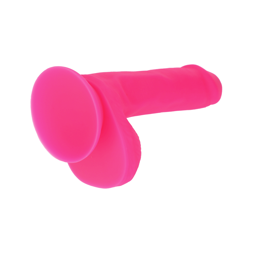 6" SILICONE DUAL DENSITY COCK W/ BALLS - PINK