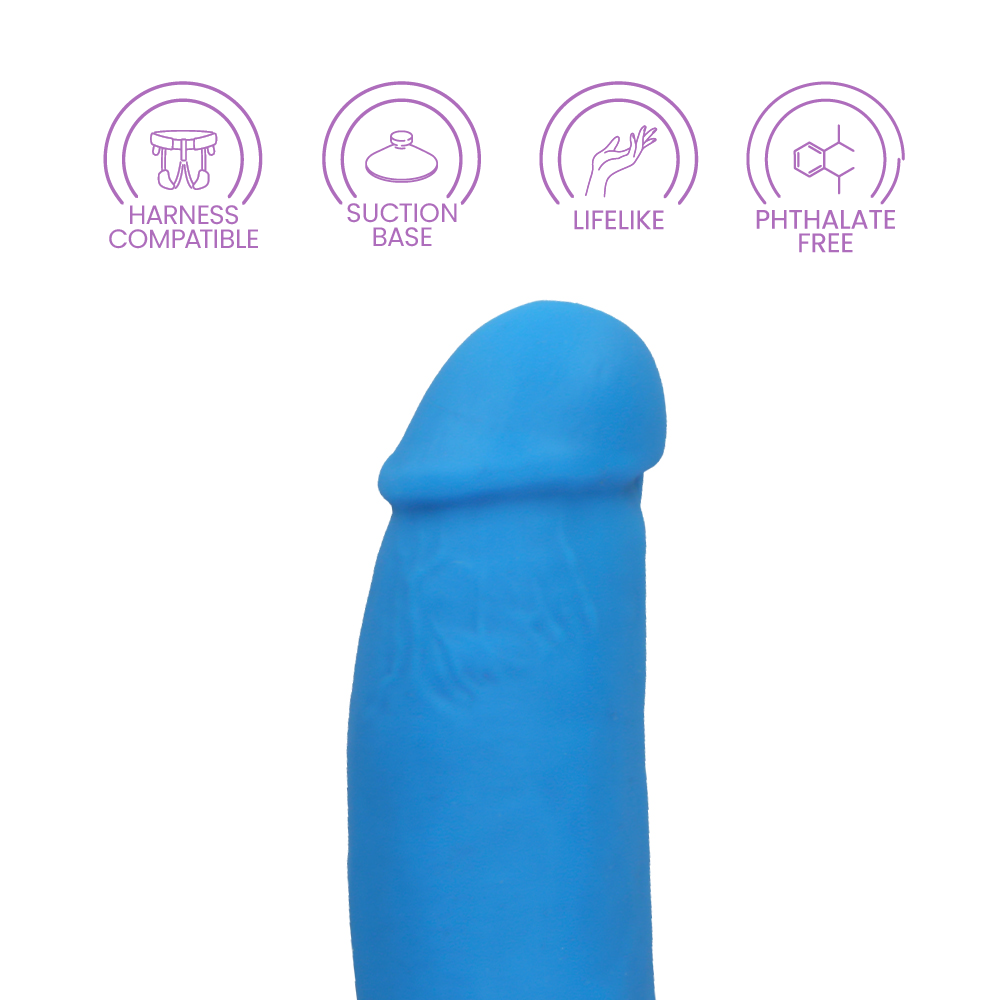 7" SILICONE DUAL DENSITY COCK W/ BALLS - BLUE