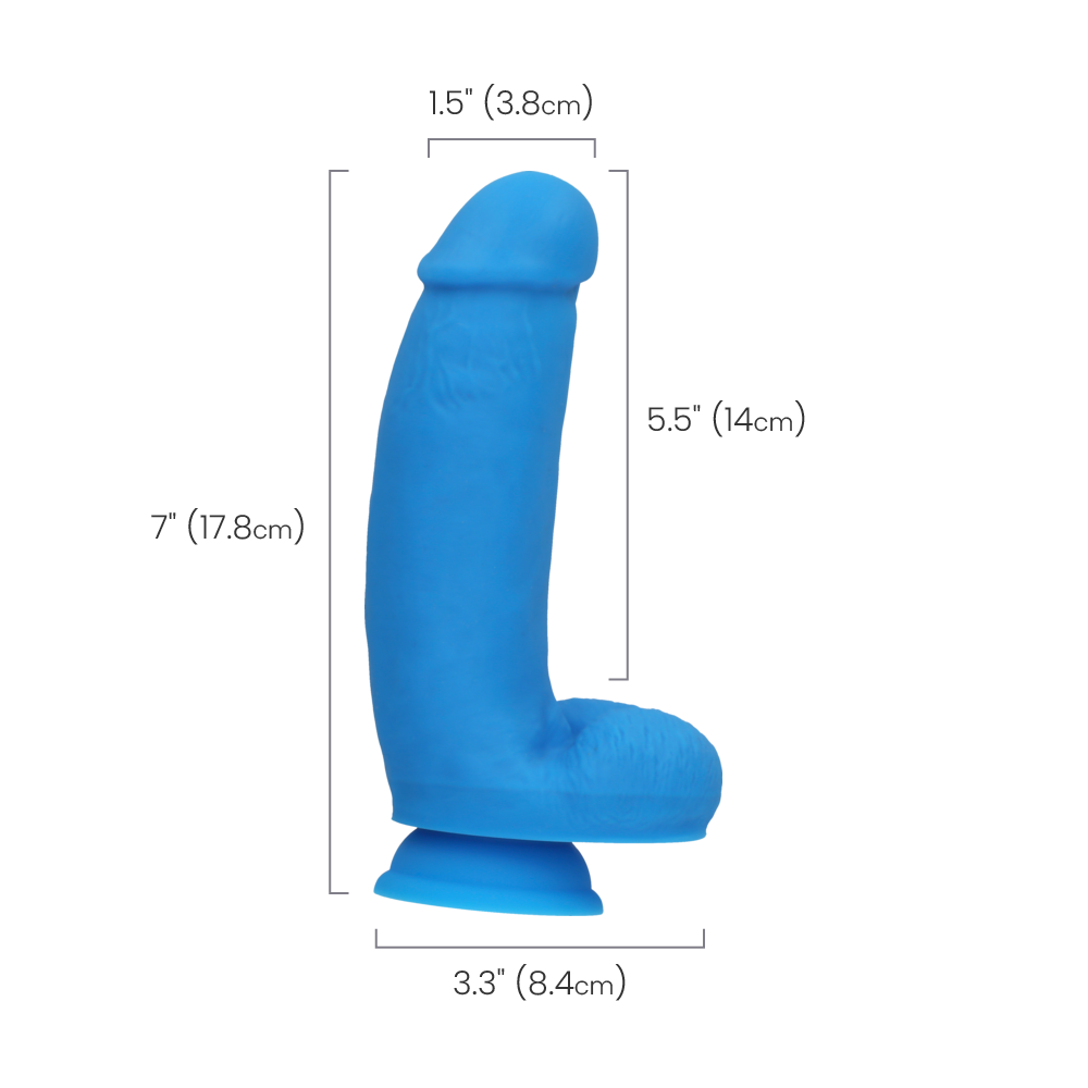 7" SILICONE DUAL DENSITY COCK W/ BALLS - BLUE