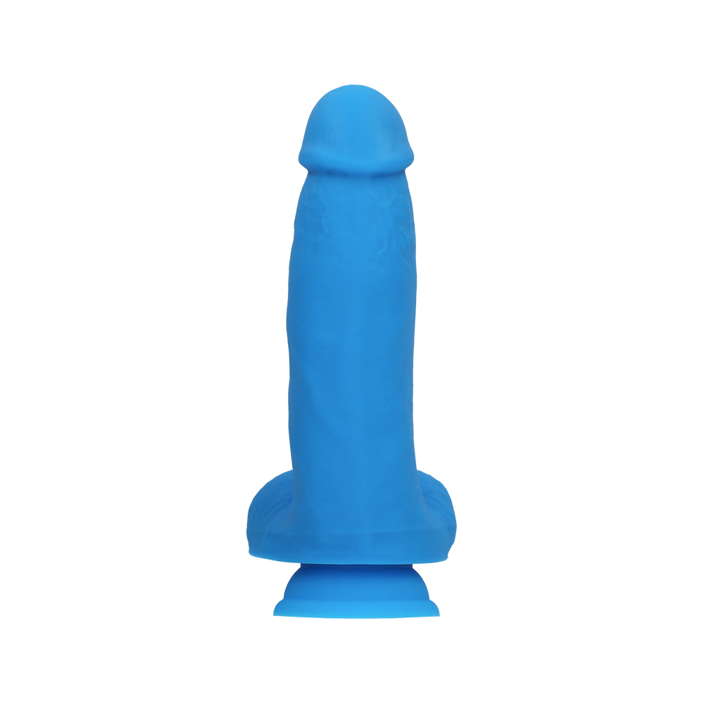 7" SILICONE DUAL DENSITY COCK W/ BALLS - BLUE