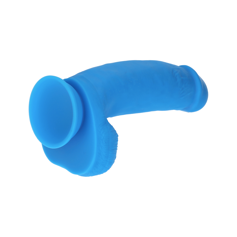 7" SILICONE DUAL DENSITY COCK W/ BALLS - BLUE