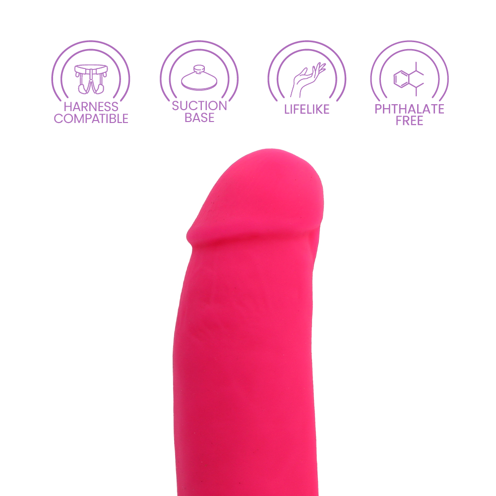 7" SILICONE DUAL DENSITY COCK W/ BALLS - PINK