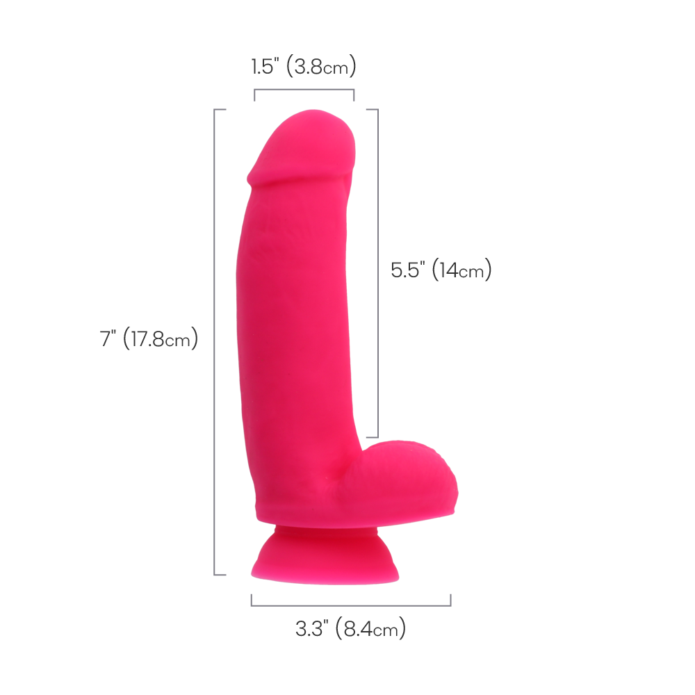 7" SILICONE DUAL DENSITY COCK W/ BALLS - PINK