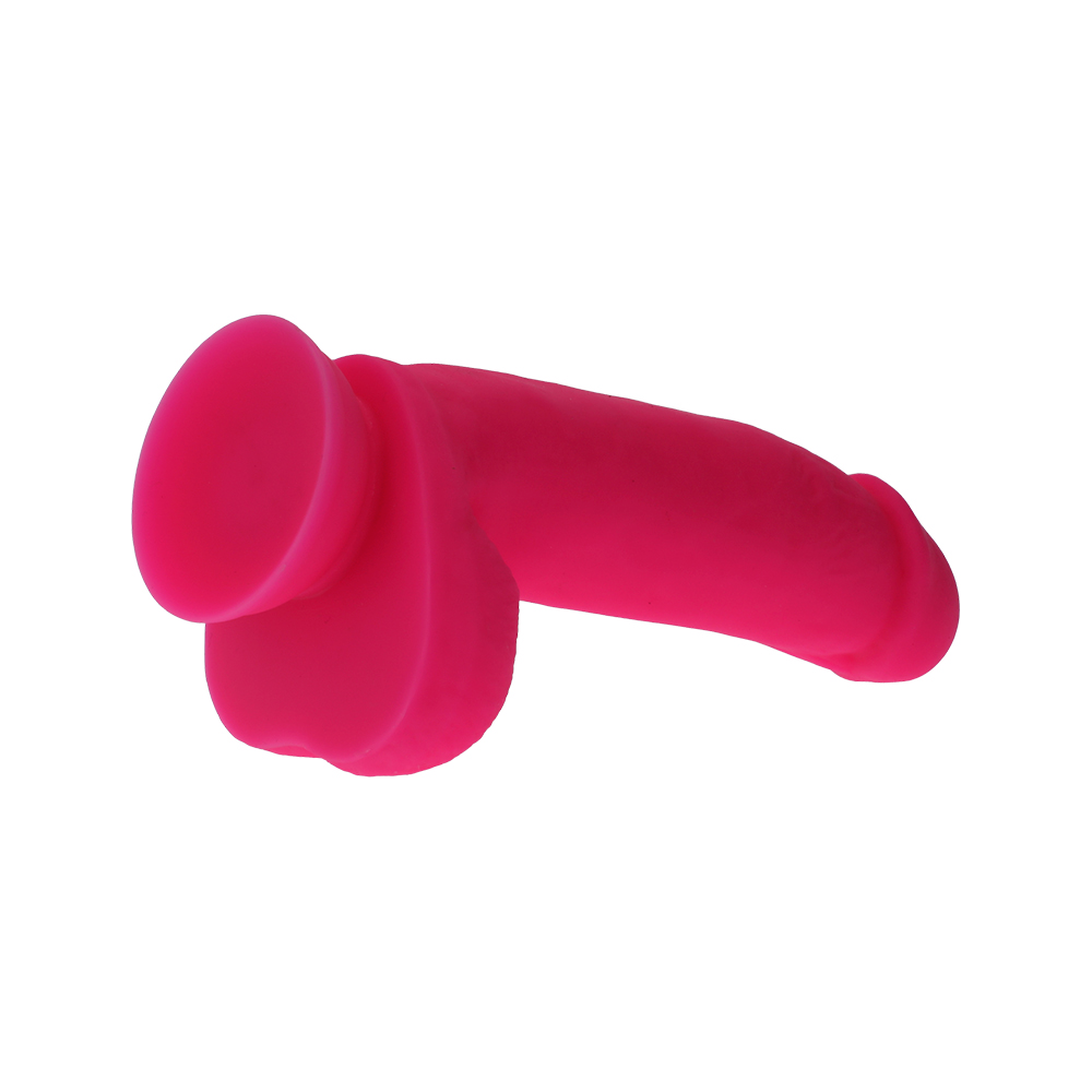 7" SILICONE DUAL DENSITY COCK W/ BALLS - PINK