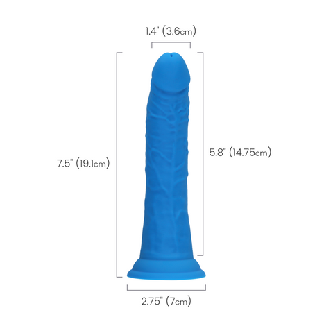 7.5" SILICONE DUAL DENSITY COCK - BLUE