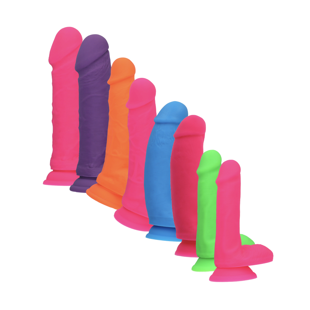 7.5" SILICONE DUAL DENSITY COCK W/ BALLS  - ORANGE