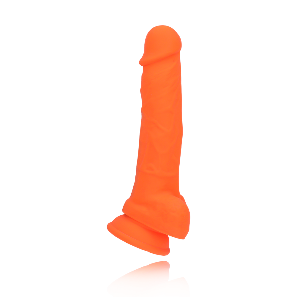 7.5" SILICONE DUAL DENSITY COCK W/ BALLS  - ORANGE