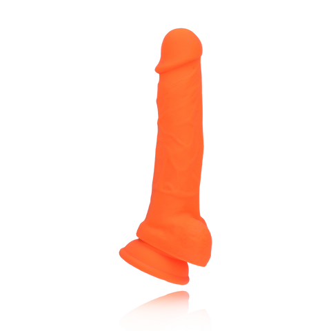 7.5" SILICONE DUAL DENSITY COCK W/ BALLS  - ORANGE