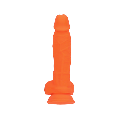 7.5" SILICONE DUAL DENSITY COCK W/ BALLS  - ORANGE