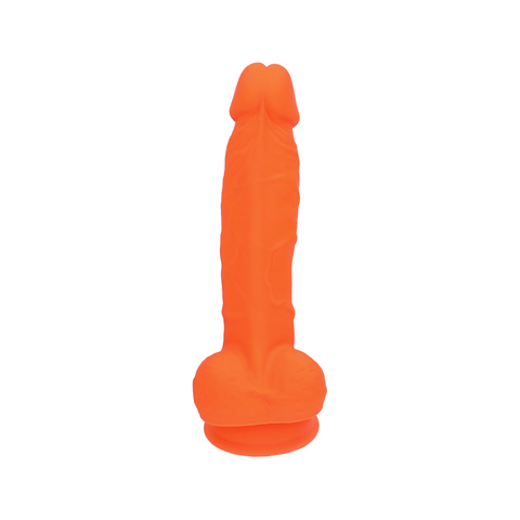 7.5" SILICONE DUAL DENSITY COCK W/ BALLS  - ORANGE