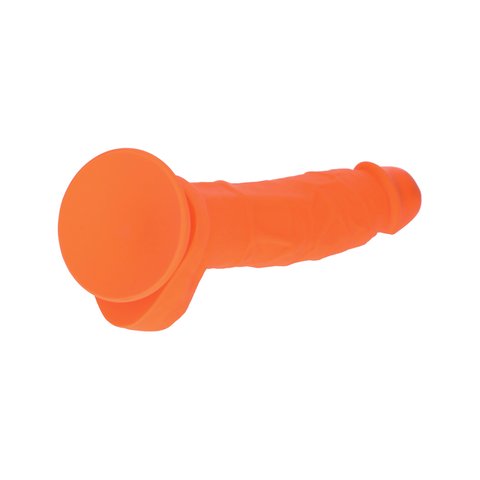 7.5" SILICONE DUAL DENSITY COCK W/ BALLS  - ORANGE